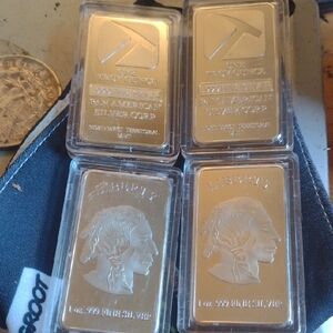 Silver Bullion Bars with Native American Design(4 Total)